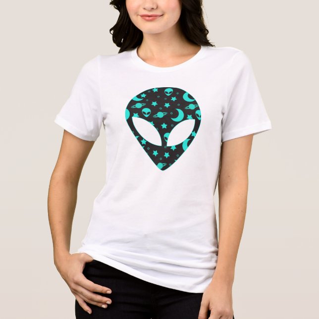 T-shirts Design de Padrão de Espaço de Cabeça de Alien (Frente)