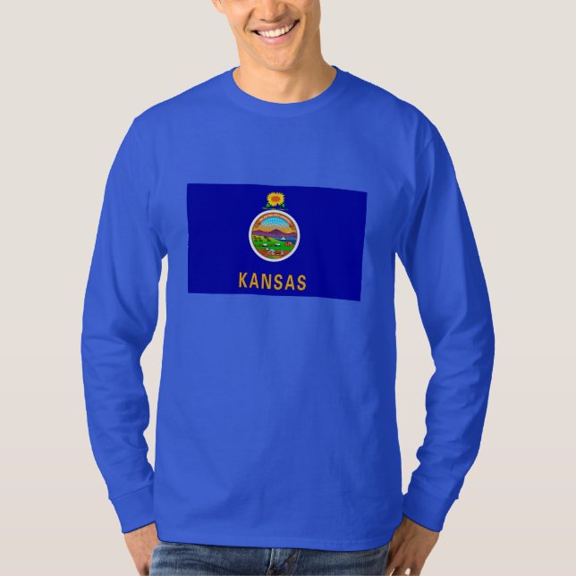 T-shirts Design de Sinalizador do Estado do Kansas (Frente)