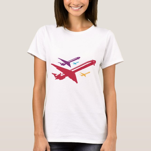 T-shirts Design de Voo de Jato de Avião de Cães Retro (Frente)