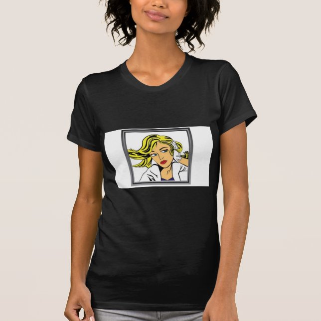 T-shirts Design do vetor da menina do pop art (Frente)