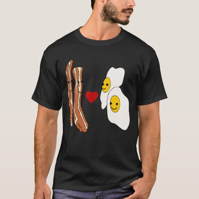T-shirts Design engraçado do bacon dos ovos dos amores do (Frente)