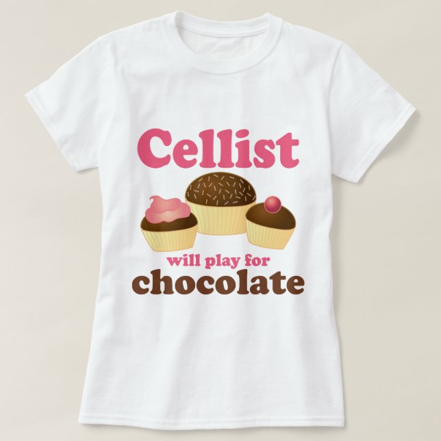 T-shirts Design engraçado do chocolate do violoncelo (Frente do Design)