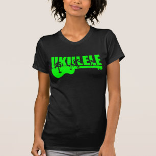 T-shirts design havaiano tropical verde do ukulele do uke