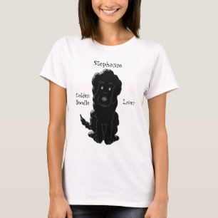 T-shirts Design preto personalizado do cão de Goldendoodle