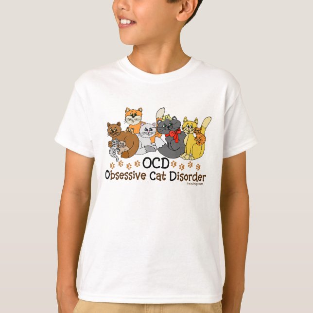 T-shirts Desordem obsessiva do gato de OCD (Frente)