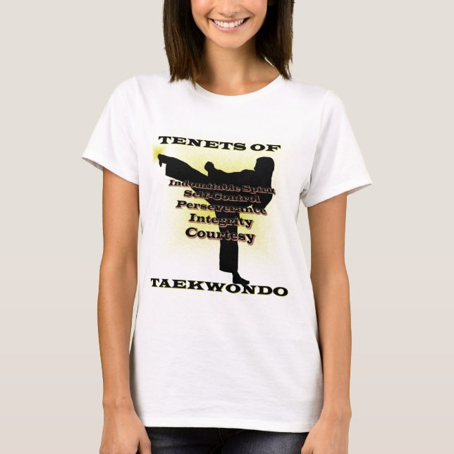 T-shirts Destaque Dourado dos princípios de TKD (Frente)