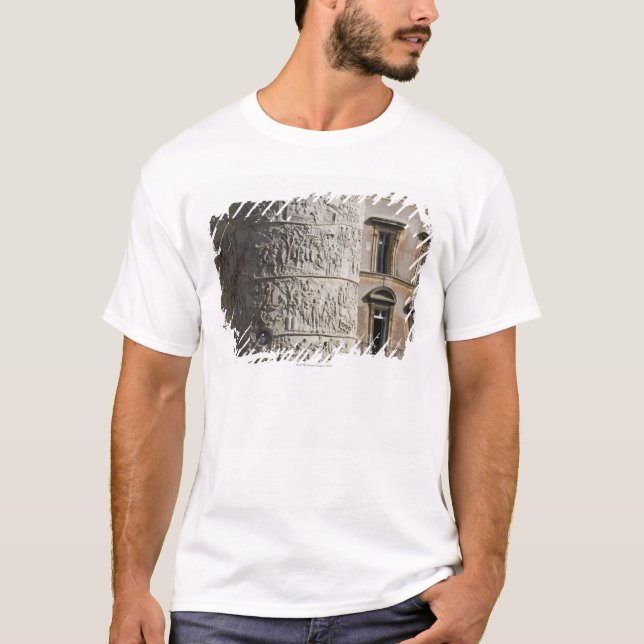 T-shirts detalhe da coluna de Trajan com construções atrás (Frente)