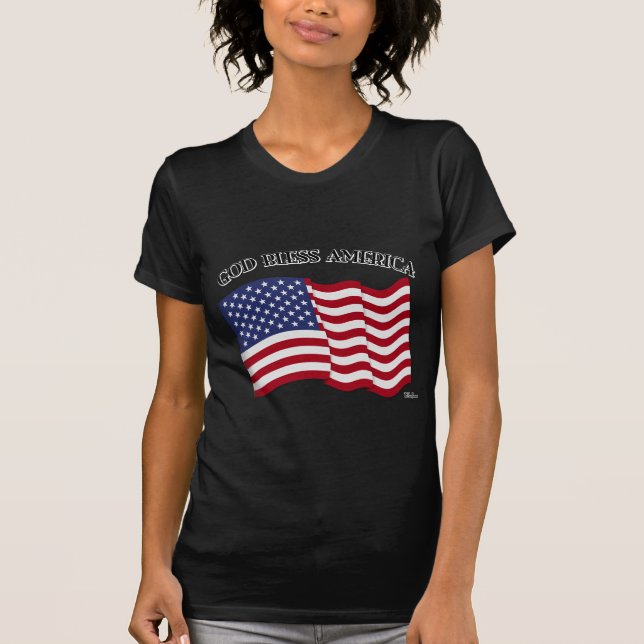 T-shirts DEUS ABENÇOE A AMÉRICA com a bandeira dos EUA (Frente)