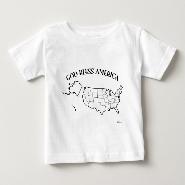T-shirts DEUS ABENÇOE A AMÉRICA com o esboço dos EUA (Frente)