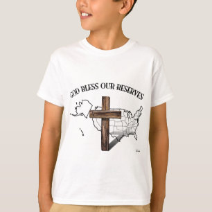 T-shirts DEUS ABENÇOE NOSSAS RESERVAS, cruz robusta & conto
