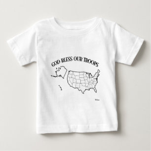 T-shirts Deus Abençoe Nossas Tropas com o contorno dos EUA