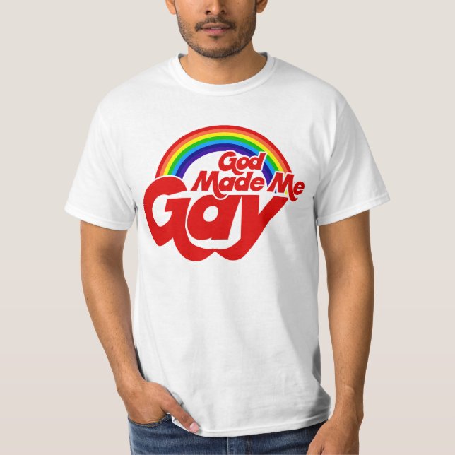 T-shirts Deus me fez Gay Rainbow (Frente)