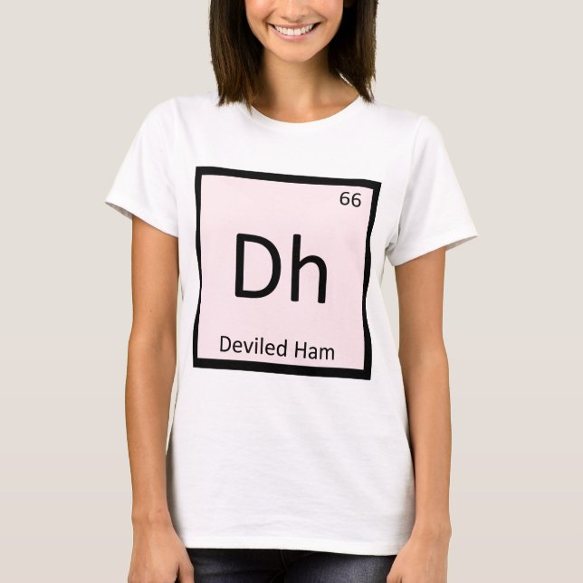 T-shirts Dh - Símbolo de Mesa Periódico da Química do Ham D (Frente)