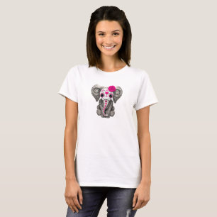 T-shirts Dia cor-de-rosa do elefante inoperante