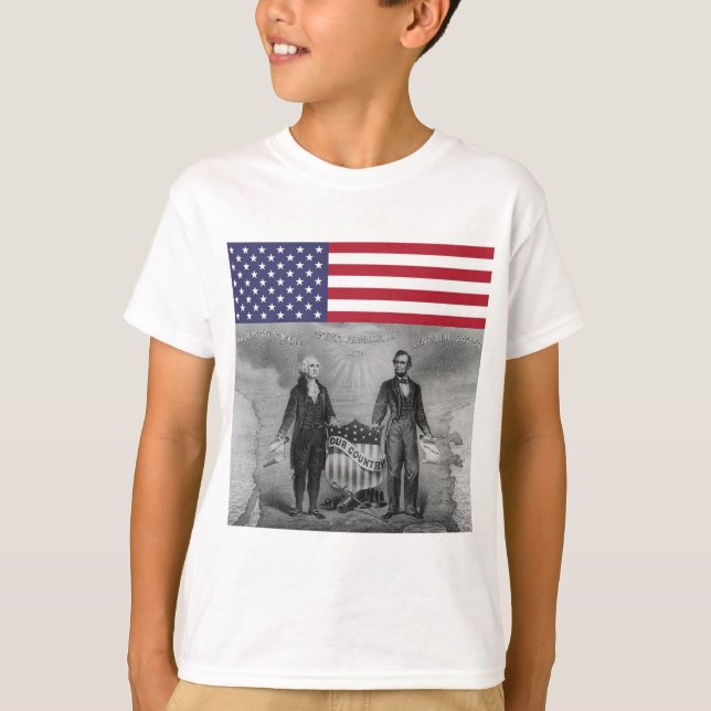 T-shirts Dia da Independência George Washington Abraham Lin (Frente)