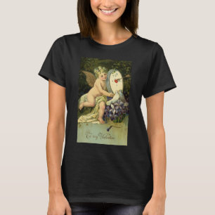 T-shirts Dia de os namorados vitoriano, aves Vintage Angel