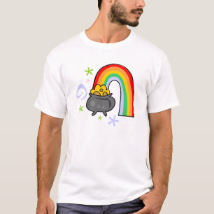 T-shirts Dia de Patrick com Shamrock e Pote de Dourado