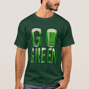 T-shirts Dia de São Patrício De Cerveja Vai Verde-Verde-T