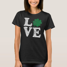 T-shirts Dia de São Patrício LOVE Shamrock Irish