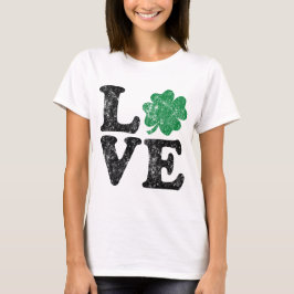 T-shirts Dia de São Patrício LOVE Shamrock Irish