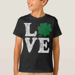 T-shirts Dia de São Patrício LOVE Shamrock Irish