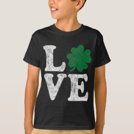 T-shirts Dia de São Patrício LOVE Shamrock Irish