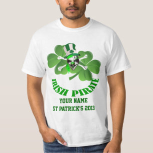 T-shirts Dia de São Patrício pirata irlandês personalizado