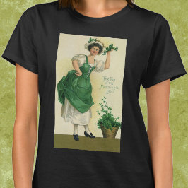 T-shirts Dia de São Patrício Vintage Moça, Shamrocks Sortud