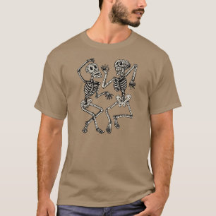 T-shirts Dia do vintage dos esqueletos inoperantes da danç
