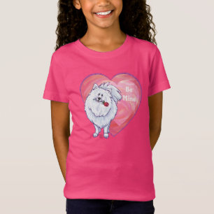 T-shirts Dia dos namorados branco de Pomeranian