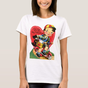 T-shirts Dia dos Namorados Retrô, Menino Antigo em uma Lamb