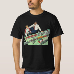 T-shirts Dia dos Pais Vintage, Pai e Filho com Trens
