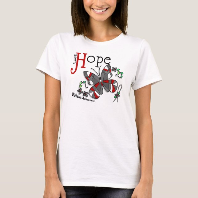 T-shirts Diabetes da borboleta do vitral (Frente)