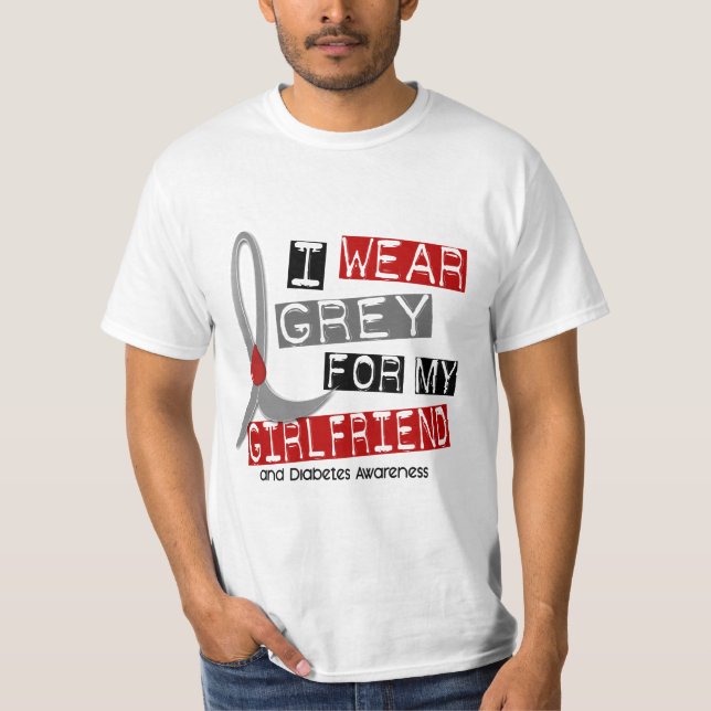 T-shirts Diabetes eu visto o cinza para meu namorada 37 (Frente)