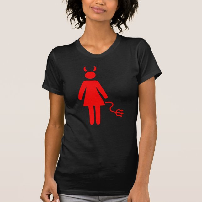 T-shirts Diabo da mulher da vara (Frente)