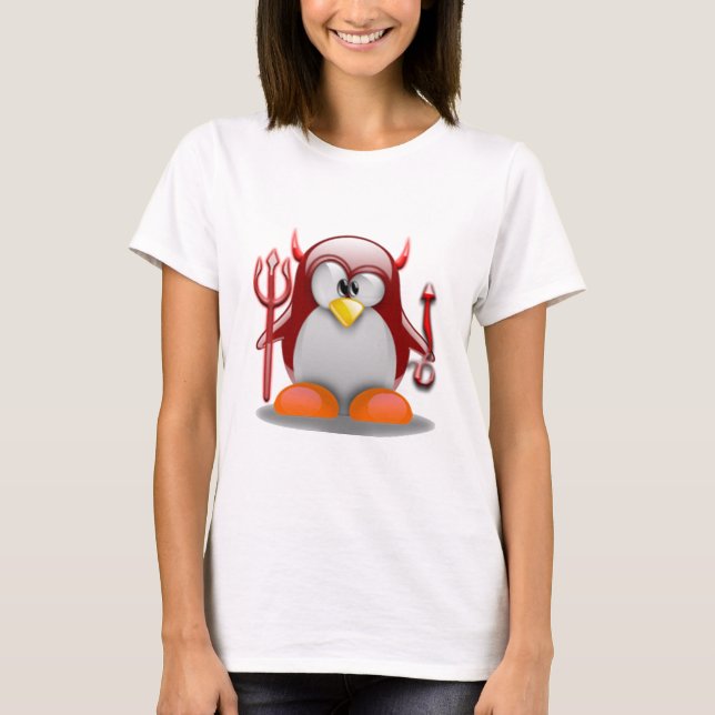 T-shirts Diabo Tux (Linux Tux) (Frente)