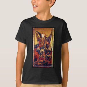 T-shirts Diabo vencendo de St Michael como o cavaleiro