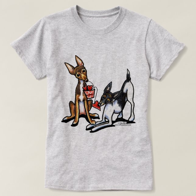 T-shirts Dias de os namorados de Rat Terrier Sweethearts (Frente do Design)