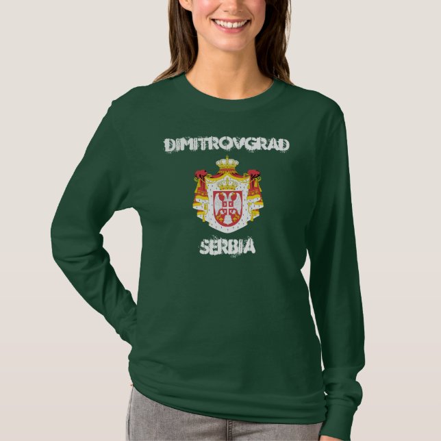 T-shirts Dimitrovgrad, Sérvia com brasão de armas (Frente)