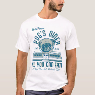 T-shirts Diner de Pug (cinza) com estilo retrorreflector Vi
