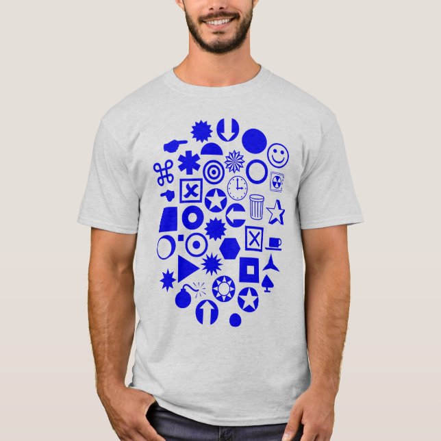 T-shirts Dingbat Abstrato - Azul (Frente)