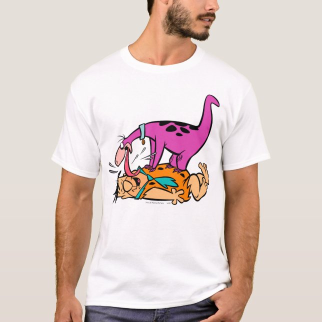 T-shirts Dino Licking Fred Flintstone (Frente)