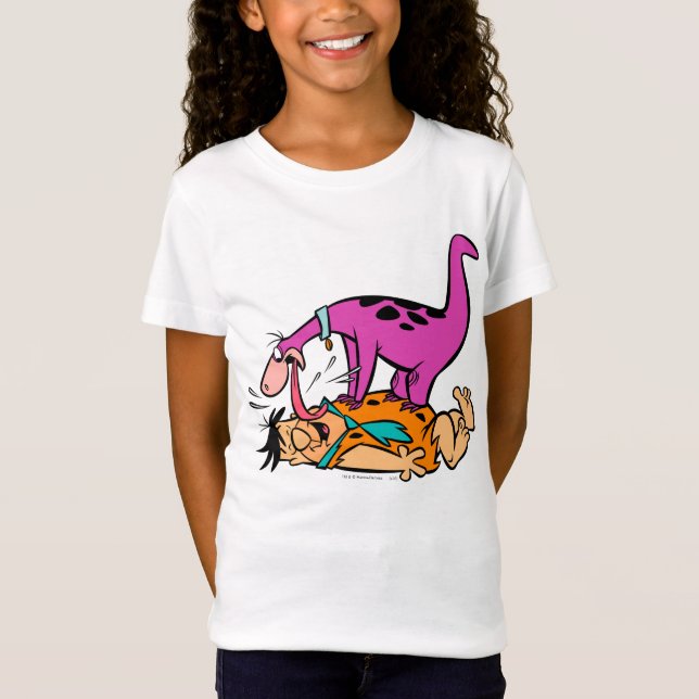 T-shirts Dino Licking Fred Flintstone (Frente)