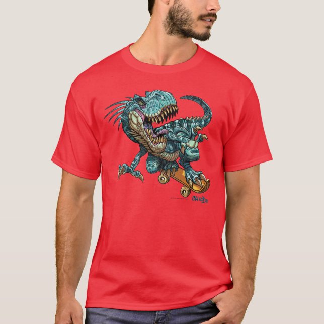 T-shirts Dino Skateboarding (Frente)