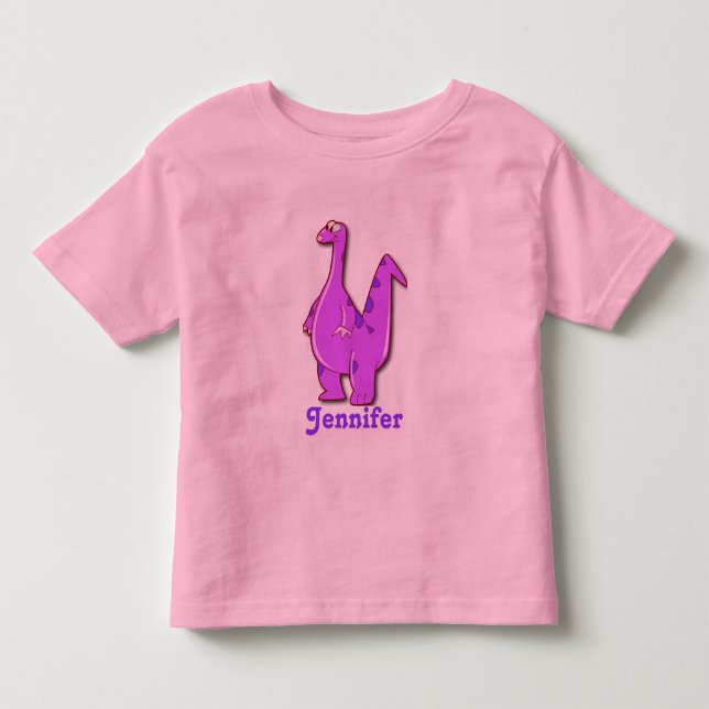 T-shirts Dinossauro cor-de-rosa personalizado (Frente)