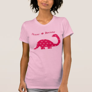 T-shirts Dinossauro da flor - rosa