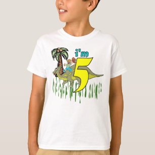 T-shirts Dinossauro do aniversário do menino 5o