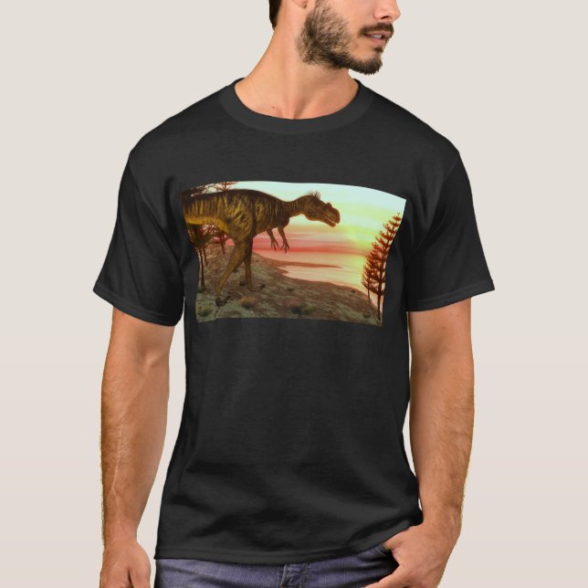 T-shirts Dinossauro do Megalosaurus que anda para o oceano (Frente)