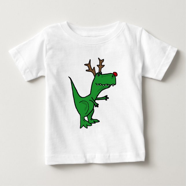 T-shirts Dinossauro engraçado do Natal como a rena (Frente)