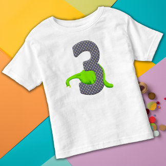 T-shirts Dinossauro Verde de Três Anos 2